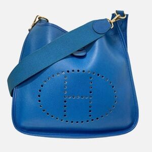 HERMES Evelyne I Shoulder Bag Blue Women’s Pre-owned in Good Condition